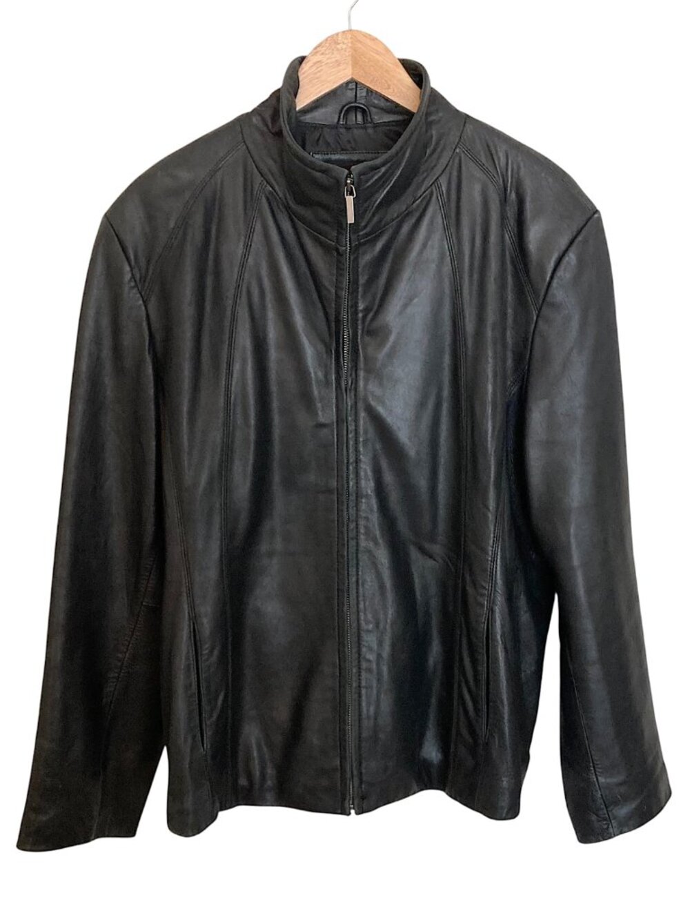 SIENA Full Zip Leather Jacket High Neck Lined G111 Moto Chic Black Size XXL